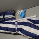 MoKo Large Beach Cabana with Side Wall, UPF 50+ Protection Easy Setup Beach Tent, Sun Shelter, Adjustable Height Wind Resistant Cabana for Whole Family, Navy Stripes, 8'×8'