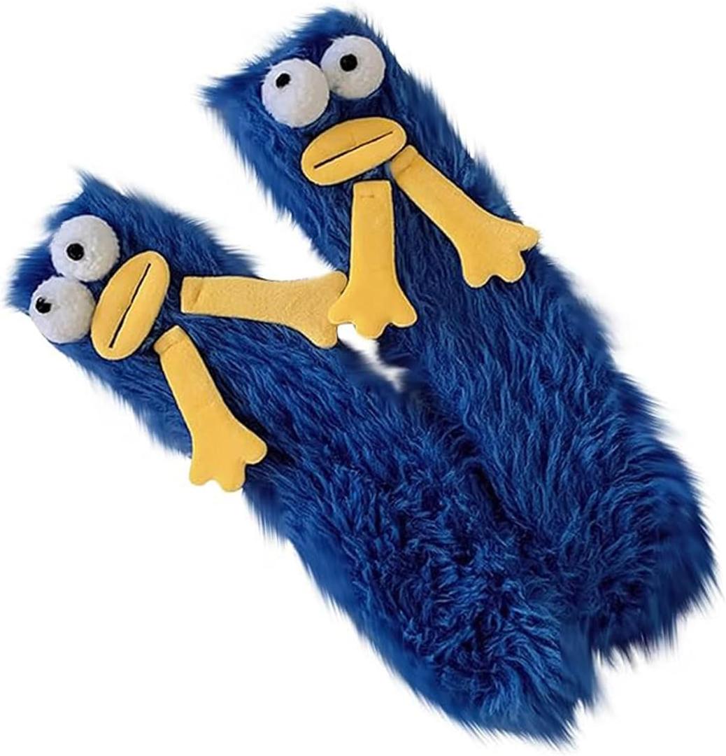 TFTSR Crazy Funny Fuzzy Silly Socks for Kids Women,Girls Fluffy Slipper Novelty Fun Socks,Boy Men Cute Cozy Soft Animal Socks (Blue(1 Pair))