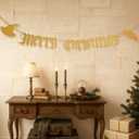 Leinuosen 47'' Magical Wizard Merry Christmas Banner Metal Merry Christmas Garland Sign Vintage Metal Happy Banner Party Decor for Xmas Holiday Birthday Party Supply Indoor Home Office Mantle Decor