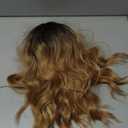 Ombre Honey Blonde with Dark Roots Short Wavy Bob Glueless Synthetic Lace Front Wig for Women Pre Cut for Beginners Natural Hairline 14 Inch