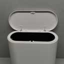 White Slim Rectangular Plastic Trash Can with Press Type Lid,12 Liter / 3.2 Gallon Narrow Trash Bin with Pop-up Lid for Toilet,Bedroom,Bathroom,Office,Kitchen,Powder Room