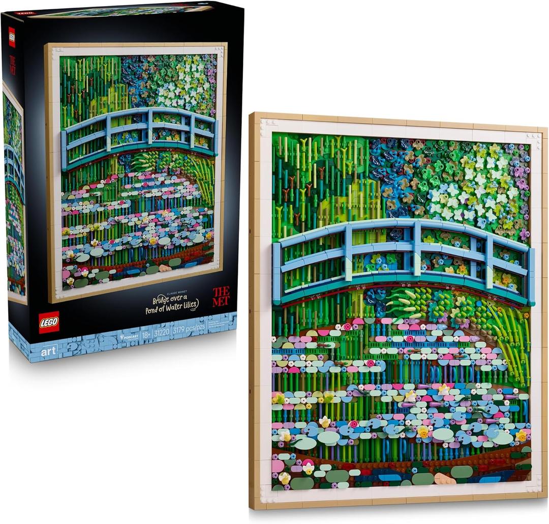 LEGO Art Claude Monet Bridge Over a Pond of Water Lilies - Building Sets for Adults, Ages 18+ - Wall Decor for Living Room or Home Office - Gift for Women & Men - 31220