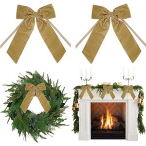 AIMUDI Khaki Velvet Bows, Premade Velvet Bows, Christmas Bows for Gift Wrapping, Holiday Crafts, Wreaths, Garlands, Staircase, Christmas Trees, Home Outdoor Decor Fall Christmas Decorations