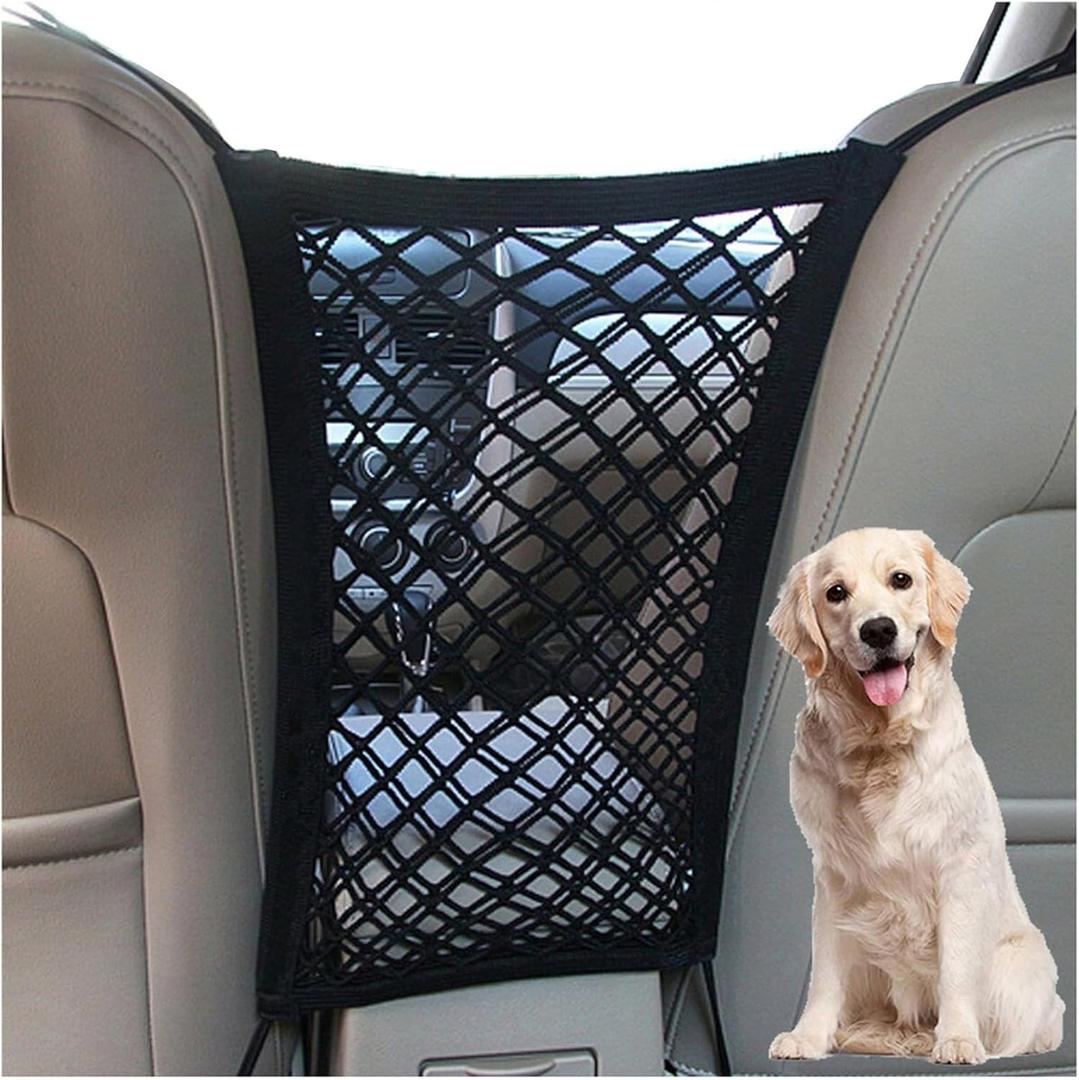 DYKESON Dog Car Net Barrier Pet Barrier with Car Mesh Organizer for Dog & Child, Safety Divider with Storage Pouch, Easy Install for Cars & SUVs