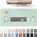 YSAGi Leather Desk Protector, Office Mat, Large Mouse Mat, Non-Slip PU Leather Blotter, Laptop Pad, Waterproof Writing Pad for Office and Home (Pale Green, 31.5" x 15.8")