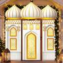 Marsui 4 Pcs Eid Mubarak Banners Ramadan Mubarak Door Decoration Eid Hanging Muslim Porch Sign Ramadan Decorations for Home Gold Banner for Backdrop Party Wall D