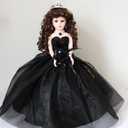 18" Porcelain Quinceanera Umbrella Doll (Quince Anos) Centerpiece ~ KW18631-17 ~ (Black)