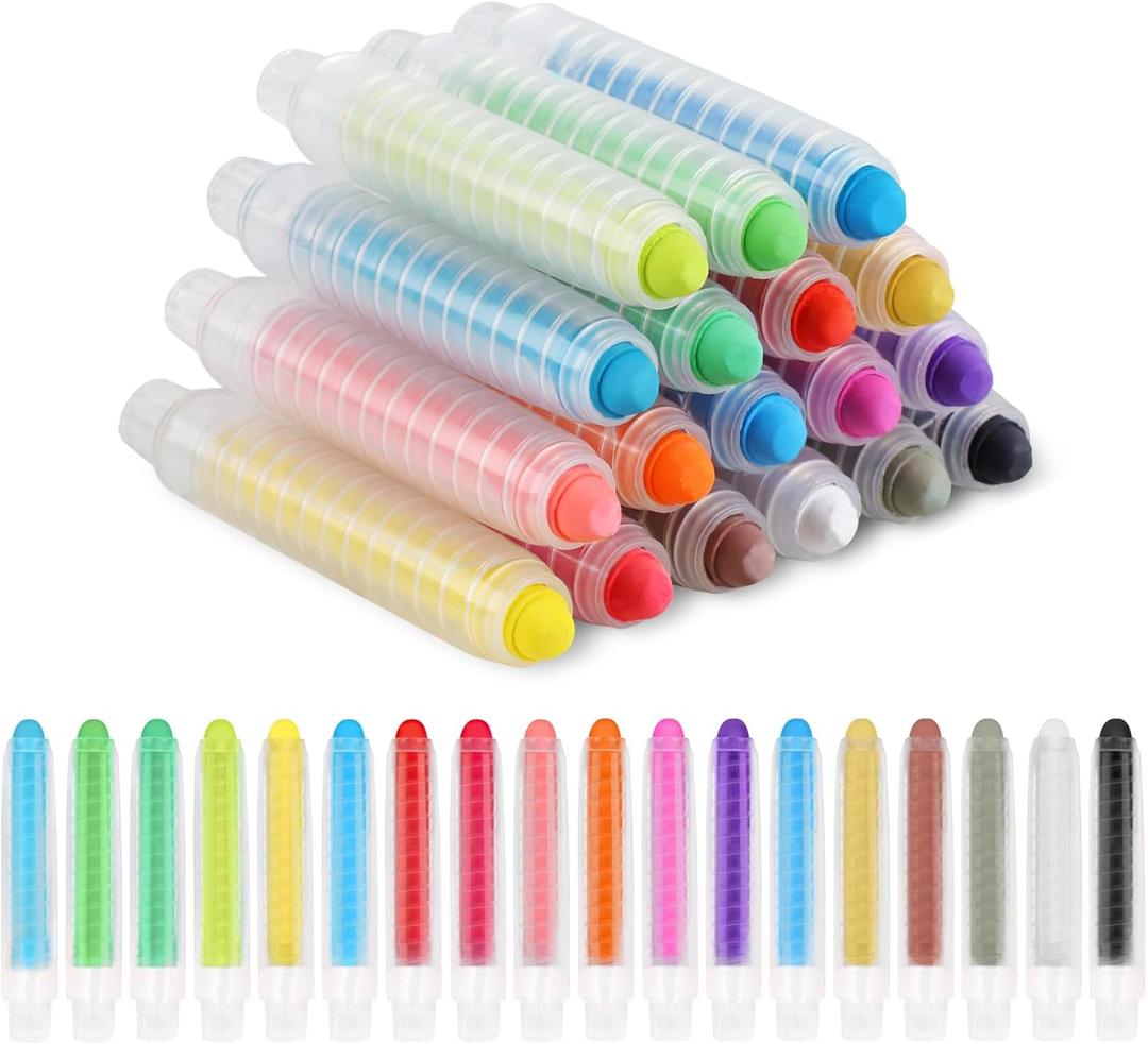 Phinus 18 PCS Dustless Chalk for Kids with Pen Sleeve, Colored Washable Toddler Chalk Non Toxic for Doodling, Drawing, Writing