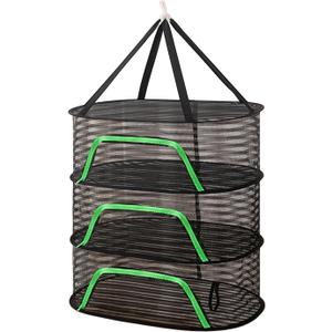 Foldable Drying Net for Vegetables, Fish, and Dehydrated Goods, Multi-Tiered Food Drying Net, Versatile Drying Rack, Windproof Design, Zipper Closure for Insect Protection 3Layer Black