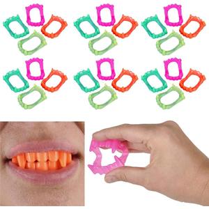 Halloween Neon Fangs Teeth, Costume, Funny Dress-Up, Pretend Play Decoration (24-Pack)