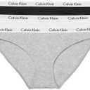 Calvin Klein Women's Carousel Logo Cotton Stretch Bikini Panties, 3 Pack (Medium, Black/White/Grey Heather)