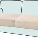 2-Pack Stretch T-Cushion Sofa Slipcovers - Premium Jacquard Fabric Elastic Sofa Seat Covers, Non-Slip Couch T Cushion Covers for 2-Seater Loveseat & Sectional (2, Nature)