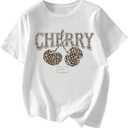 RoseSeek Women's Graphic Letter Tee Crew Neck Drop Shoulder Trendy Summer T Shirt Short Sleeve Vintage Car Print Top (XS)