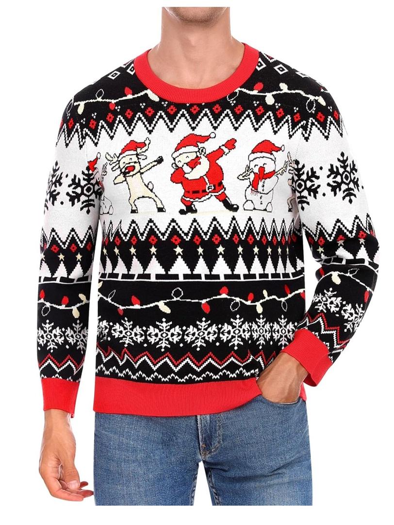 Roadbox Ugly Christmas Sweater Men 2025, Unisex Funny Christmas Sweatshirt, Warm Winter Holiday Pullover for Women Couples, XL