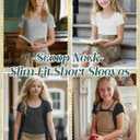 4 Pack Girls' T-Shirts Short Sleeve Ribbed Knit Tops Soft Slim Fit Scoop Neck Summer Athletic Basic Tees 5-14 Years