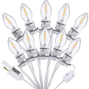 Hohean Meonum Accessory Cord with 10 LED Bulb, C7 Christmas Village Light Cord with Two Spare Fuse, Blow Mold String Lights with Switch, Xmas Decoration for Xmas Village Houses Salt Lamp