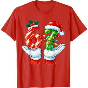 67 Christmas 67 Meme Gen Alpha Slang Candy Cane Xmas Holiday T-Shirt Red