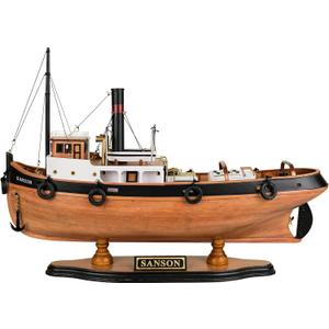 SAILINGSTORY Wooden Tug Boat Model Tugboat Decor Sailboat Decor Ship Model 17"