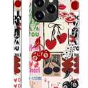 DAIZAG Case for iPhone 13 Pro,Lovely Phone Case for Girls Women,Scratch Resistant Shockproof Protective Cover-Lucky Cherry Heart