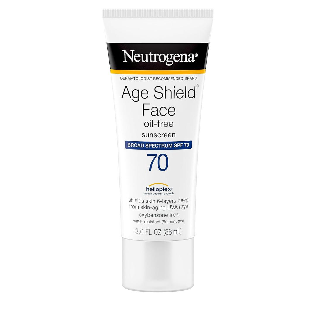 Neutrogena Age Shield Face Oil-Free Sunscreen Lotion with Broad Spectrum SPF 70, Non-Comedogenic Moisturizing Sunscreen to Help Prevent Signs of Aging, PABA-Free, 3 fl. oz, Expiry: 2028/07