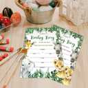 7 x Baby Shower Invitations for boy, Jungle Animals Fill In Invites Cards wih Envelopes, Wooden, Set of 25. (Green2)