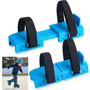 Winter Toddler Ice Skates, Adjustable Double Runner Ice Skates with Hook and Loop Fastener Straps, Blue Double Blade Ice Skates for Kids Toddler Training Shoes Beginner