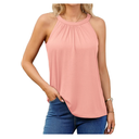V FOR CITY Women's Halter Tank Top with Built in Bra Flowy Pleated Camisole Top Summer Sleevless Cami Shirt Size M