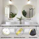 Sunniry Gold Round Mirror 16 inch, Small Round Mirror, Gold Circle Mirrors, Brushed Metal Frame Circle Mirrors for Bathroom, Bedroom, Vanity, Wall Decor