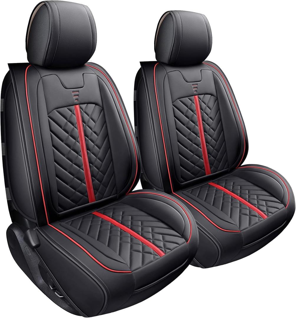 Tomatoman Tacoma Seat Covers Compatible with Toyota Tacoma 2005-2023 2024 2025 2026 Access Crew Double Cab Truck TRD Pro Trail Edition Limited SR5 Offroad Car Cushions (2 PCS Front/Black-Red)