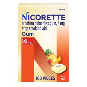 Nicorette 4 mg Nicotine Gum to Help Quit Smoking - Fruit Chill Flavored Stop Smoking Aid, 100 Count 2 Pask