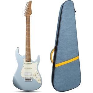 MUZNOTE Electric Guitar Bag, Electric Guitar Case Padded Electric Guitar Gig Bag 13mm Padding Soft Guitar Case with Neck Strap, Back Hanger Loop, Blue