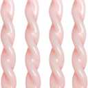4 Pcs Baby Pink Twisted Spiral Candle Sticks, 7.47 Inch Unscented Smokeless Pink Candlesticks, Aesthetic Girly Taper Candles for Wedding Bridal Shower Baby Shower Birthday Party Dinner Table Decor
