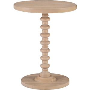 Powell Tarkin Round Natural Wood Turned Spindle Pedestal Side Accent Table, Standard
