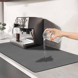 Coffee Mat, Absorbent Dish Drying Mat  in Quick Dry Coffee Mat Large Drying Mats for Kitchen Counter Coffee Bar, Dark Gray 12" x 19"