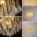 26Large Gold Crystal Chandelier 12-Light Round Chandeliers for Dining Room | modern tree branch crystal chandelier K9 Crystal G9 Luxury Crystal Raindrop Light Fixture for Livingroom Bedroom Over Dining