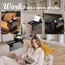 Couch Cup Holder TrayCouch arm Table with Side Storage PocketCouch arm Tray with Anti-Slip Design, Natural Bamboo Sofa Tables for Drinks, Snacks, Cup, Remote and PhoneBlack