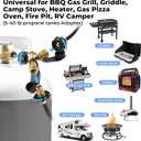 Propane Tank Splitter with Gauge 2 Way, Y Splitter Adapter with Shut Off Valve, Propane Hose Splitter Tee Connector Adapter Universal for BBQ Gas Grill, Griddle, Camp Stove, Gas Pizza Oven