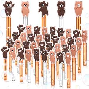 30 Pcs Bubbles Party Favors Mini Bubble Wands Tube Bulk Theme Maker Goodie Bags Stuffer Prizes Birthday Gift for Solution(Bear)