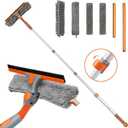 Eazer 2-in-1 Window Cleaner Tool, 64'' Window Squeegee for Home, Window Cleaning Squeegee Kit with Telescopic Pole, Window Washing Kit with Rotatable Bendable Head(Threaded + Telescopic)