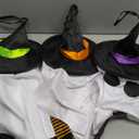 JOYIN 23.6'' 3PCS Halloween Hanging Ghosts Decorations Outdoor, Blue Hanging Light Up Ghost Decor with Witch Hat & Timer, Halloween Decorations for Yard Patio Tree Garden Outside Haunted House Party