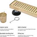 AVSIILE Linear Shower Floor Drain, Brushed Gold 18 Inch Bathroom Drains Kit