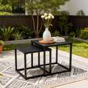 Meluvici Patio Outdoor Coffee Table Set of 2, Weather Resistant Steel Square End Tables, Outdoor Nesting Tables for Patio, Balcony, Bistro and Indoor, Black
