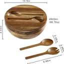 JOYMAY Salad Bowls Wood Salad Bowl Set with Lid Acacia Wood Serving Bowl for Fruits or Salads 10.5" Large Serving Bowl with Serving Utensils, 4 Piece Wooden Mixing Bowl Set for Kitchen, Picnic