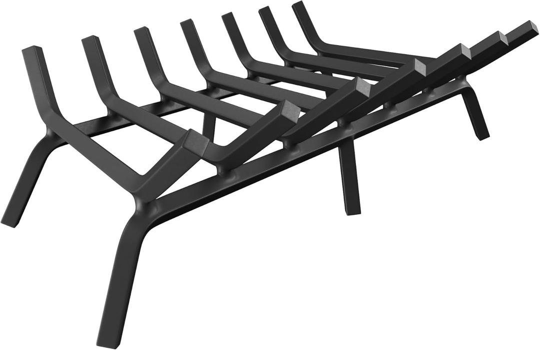 Fireplace Grate 30 Inch, Fireplace Grates Heavy Duty Cast Iron Solid Steel 7 Bars Fire Pit Grate with 6 Support Legs, Fireplace Log Grate Outdoor Indoor Wrought Iron Wood Burning Rack