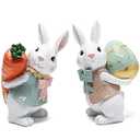 Hodao 5.5 Inch Polyresin Bunny Decorations Spring Easter Decors Figurines Tabletopper Decorations for Party Home Holiday Cute Rabbit Easter Gifts (Orange Blue)