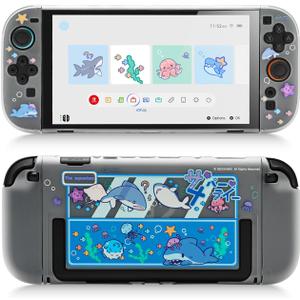 GeekShare Slim Cover Case Compatible with Switch 2, Shock-Absorption and Anti-Scratch PC Cover Skin for Switch 2 Game Console - Shark Party