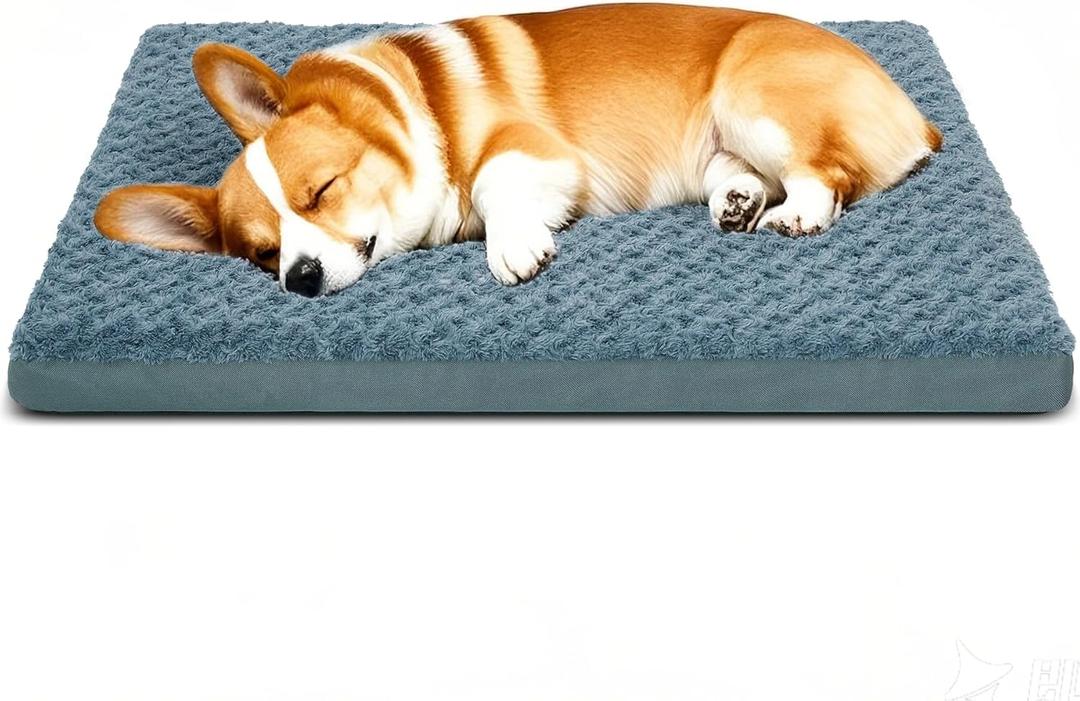 Orthopedic Dog Beds for Crate with Removable Washable Cover Egg-Crate Foam Pet Pad Mat with Anti-Slip Bottom,Waterproof Dog Beds Small Medium Sized35x18 Inch