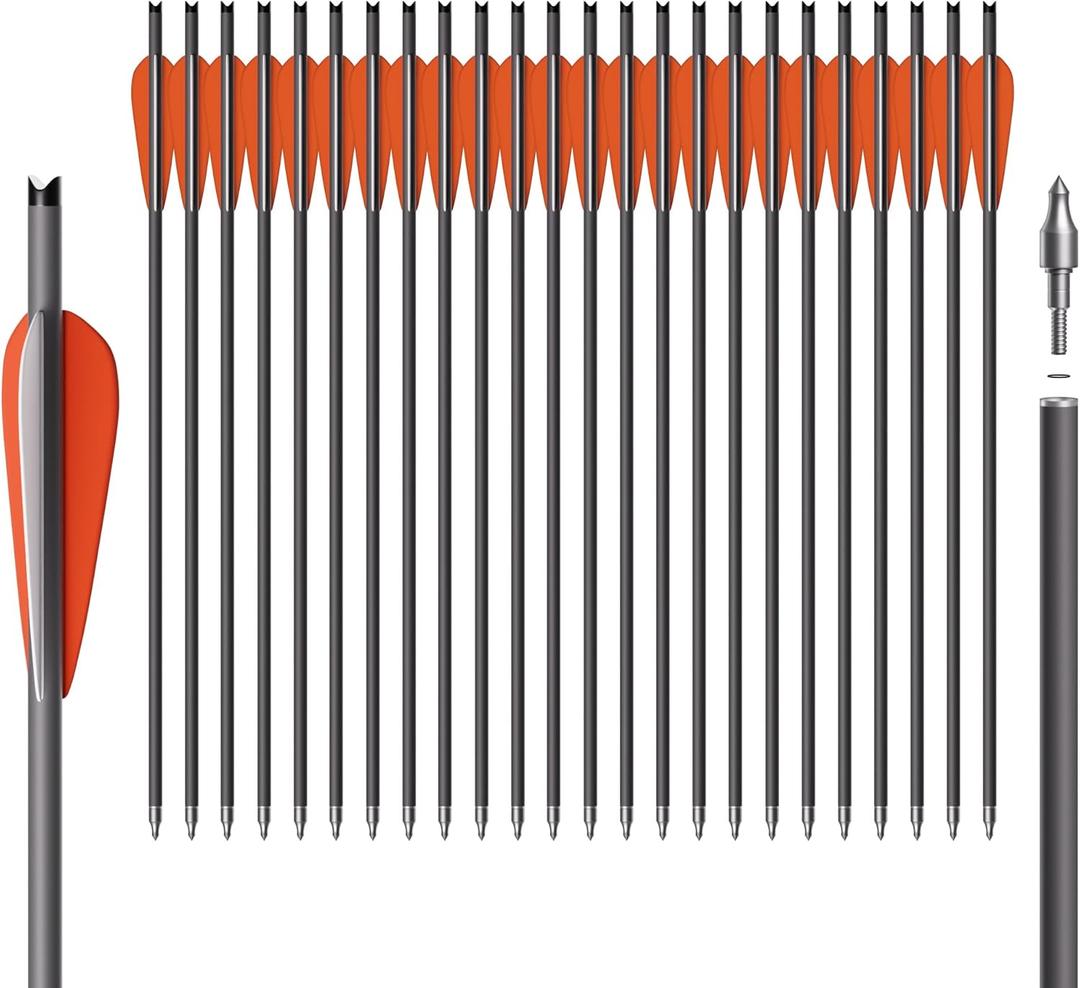 24Pcs 20 Inch Crossbow Bolt,Hunting Carbon Arrows for Outdoor Target Practice