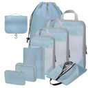 Compression Packing Cubes for Suitcases – 9 Set Travel Luggage Organiser Bags with Mesh Design, Waterproof Ultralight Packing Cubes for Backpack, Clothes & Home Storage (Blue)