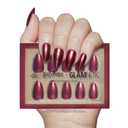 Harry Potter x Glamnetic Press On Nails - Gryffindor | Scarlet Red Graphic Short Almond Nails in a Chrome Finish | 15 Sizes - 30 Nail Kit with Glue